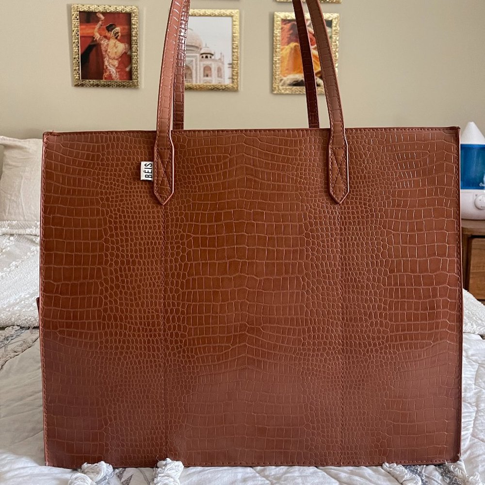 Beis Work Tote Cognac Croc
